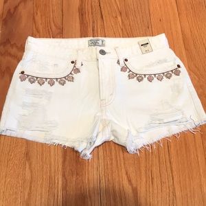 Abercrombie & Fitch white distressed denim shorts